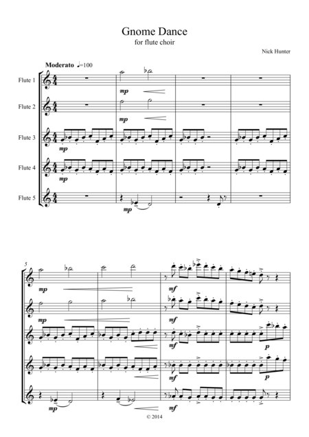 Free Sheet Music Gnome Dance For Flute Choir