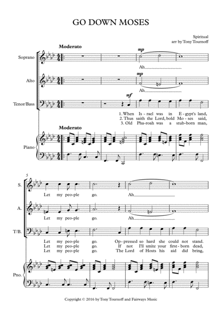 Go Down Moses Satb Sheet Music