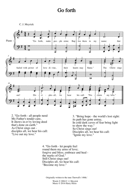Go Forth A Brand New Hymn Sheet Music