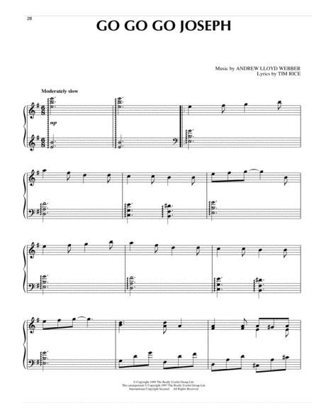 Go Go Go Joseph From Joseph And The Amazing Technicolor Dreamcoat Sheet Music