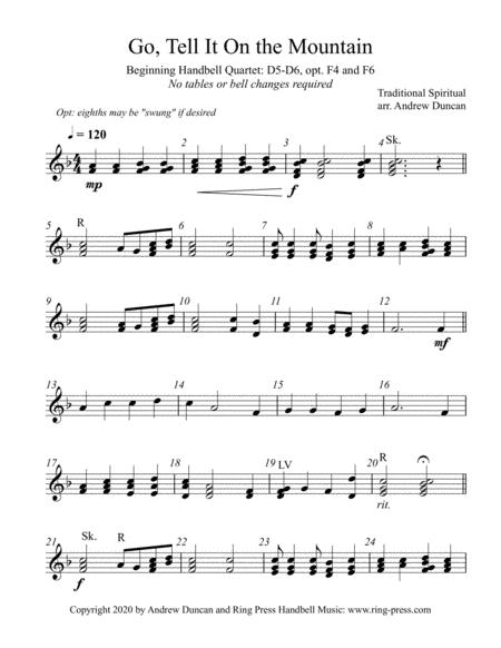 Go Tell It On The Mountain Beginning Handbell Quartet Sheet Music