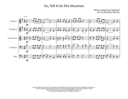 Free Sheet Music Go Tell It On The Mountain Brass Quintet