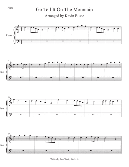 Go Tell It On The Mountain Easy Key Of C Piano Sheet Music