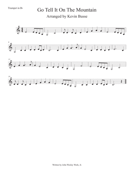 Free Sheet Music Go Tell It On The Mountain Easy Key Of C Trumpet