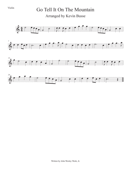 Go Tell It On The Mountain Easy Key Of C Violin Sheet Music