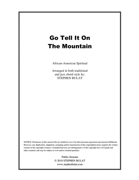 Go Tell It On The Mountain Lead Sheet Arranged In Traditional And Jazz Style Key Of C Sheet Music