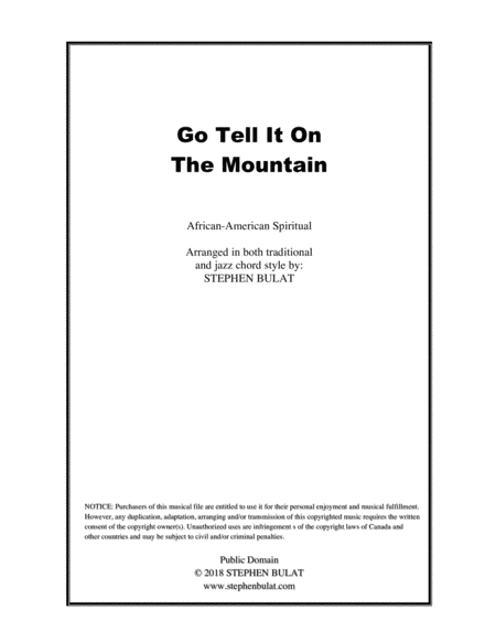 Go Tell It On The Mountain Lead Sheet Arranged In Traditional And Jazz Style Key Of E Sheet Music