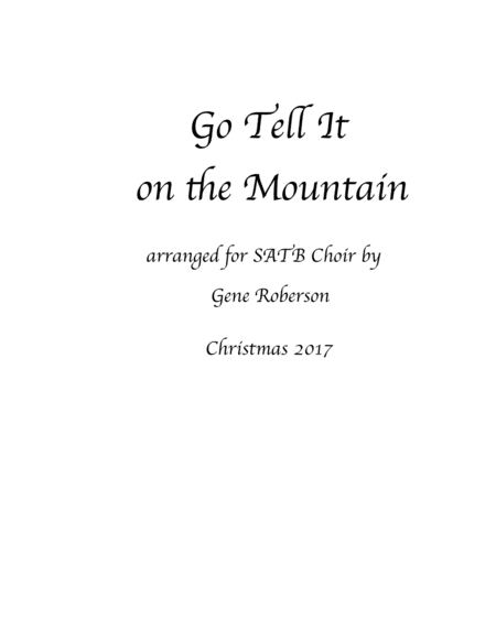 Go Tell It On The Mountain New 2107 Version Sheet Music