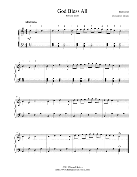 Free Sheet Music God Bless All For Easy Piano