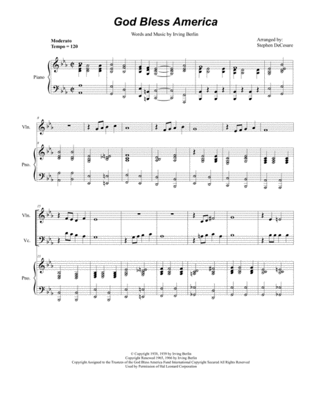 God Bless America Duet For Violin And Cello Sheet Music