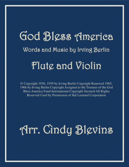 Free Sheet Music God Bless America For Flute And Violin