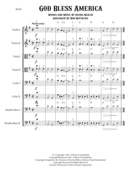 God Bless America For Strings Sheet Music