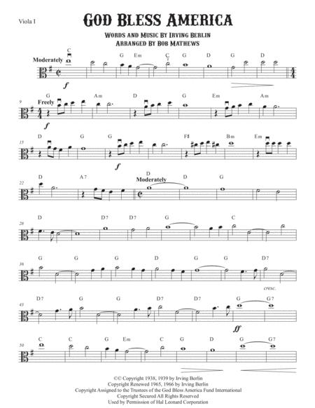 God Bless America Lead Sheet For Viola Solo Sheet Music