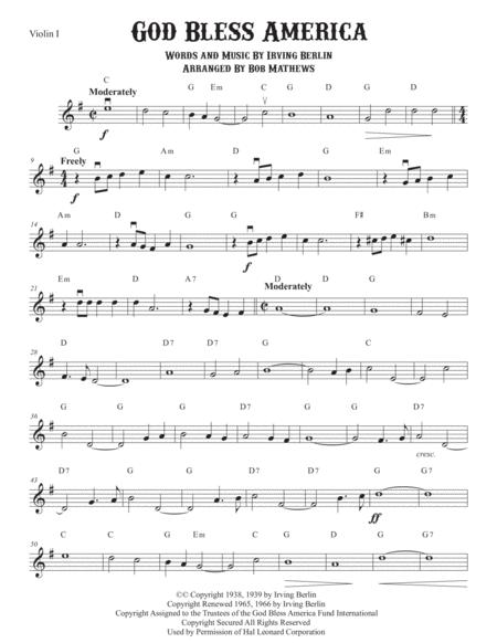 God Bless America Lead Sheet For Violin Solo Sheet Music