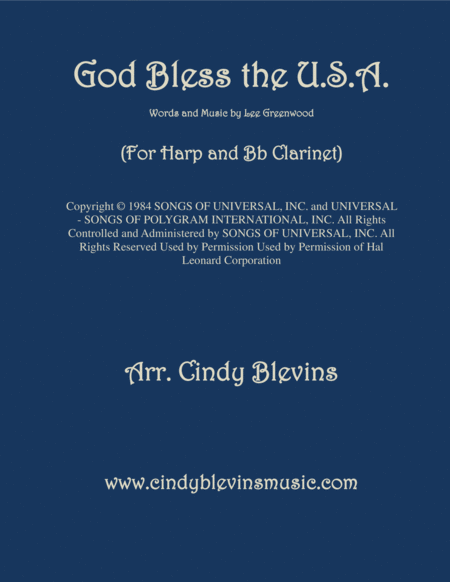 Free Sheet Music God Bless The Us A Arranged For Harp And Bb Clarinet