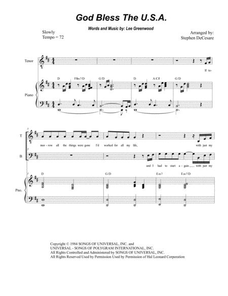 Free Sheet Music God Bless The Us A For Satb