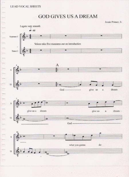 God Gives Us A Dream Vocal Lead Sheets Sheet Music