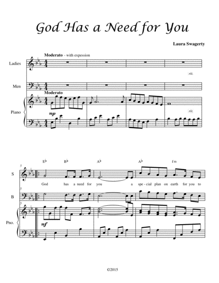 Free Sheet Music God Has A Need For You