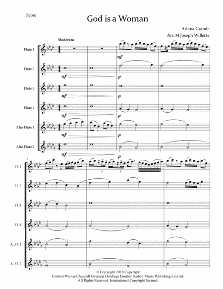 God Is A Woman Flute Choir Sheet Music