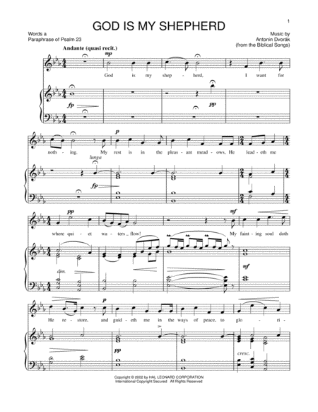 Free Sheet Music God Is My Shepherd