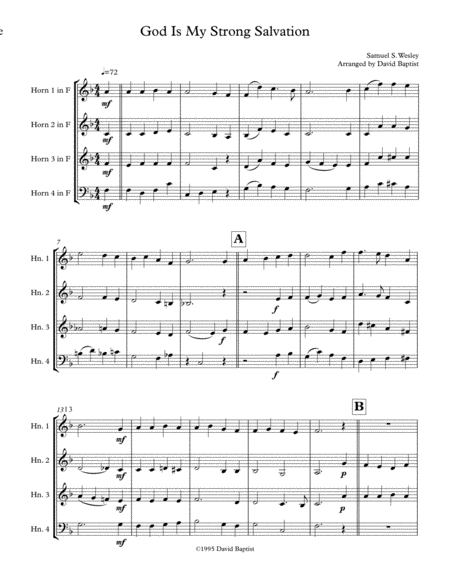 God Is My Strong Salvation For French Horn Quartet Sheet Music