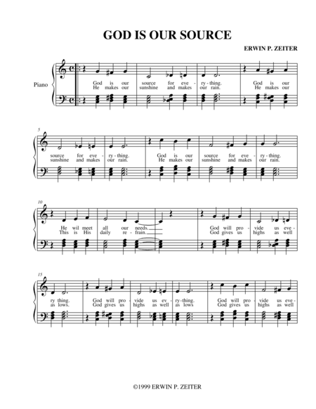 God Is Our Source Sheet Music