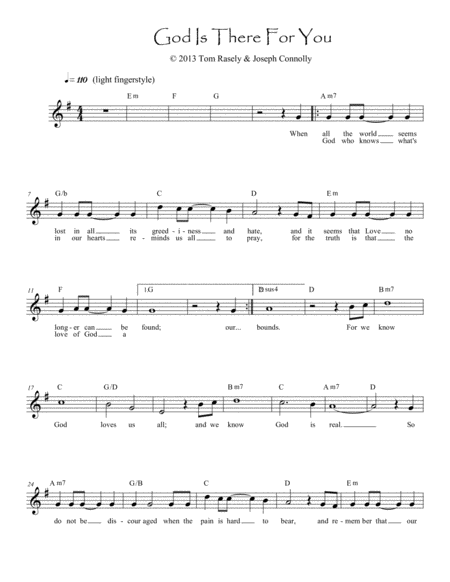 God Is There For You Sheet Music