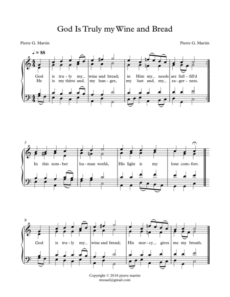 God Is Truly My Wine And Bread Choral Sheet Music