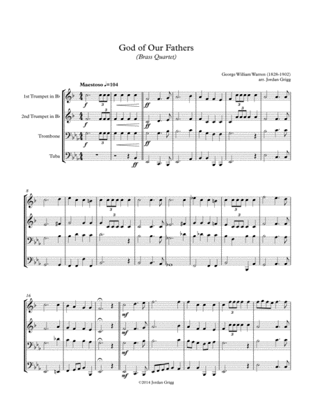 Free Sheet Music God Of Our Fathers Brass Quartet