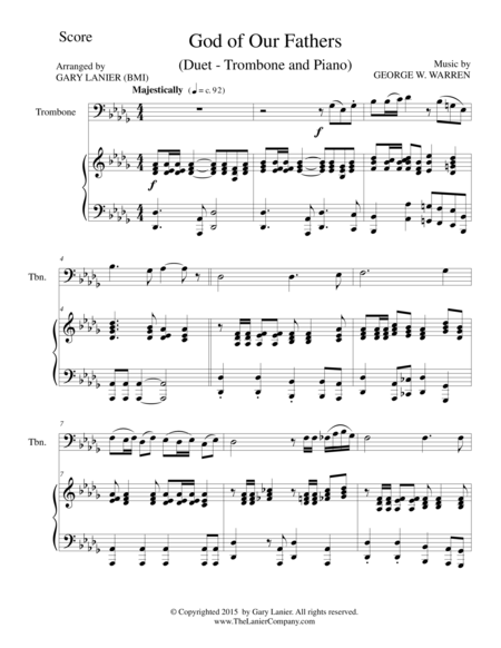 Free Sheet Music God Of Our Fathers Duet Trombone And Piano Score And Parts