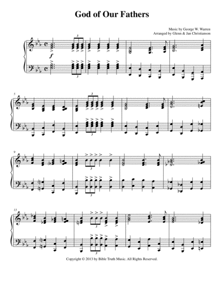 Free Sheet Music God Of Our Fathers