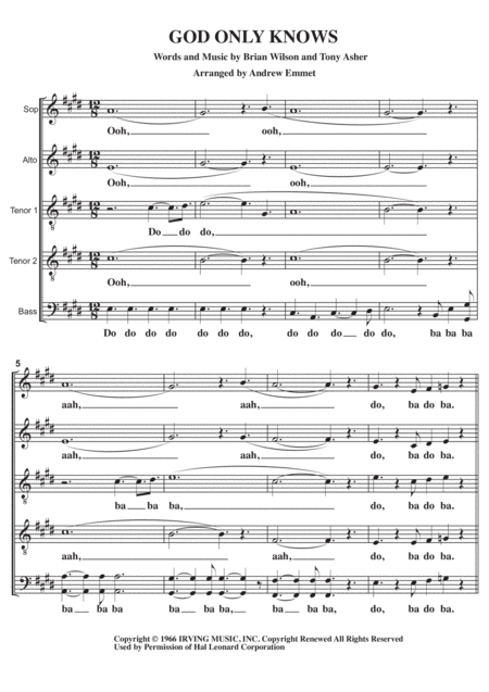 God Only Knows A Cappella Sheet Music