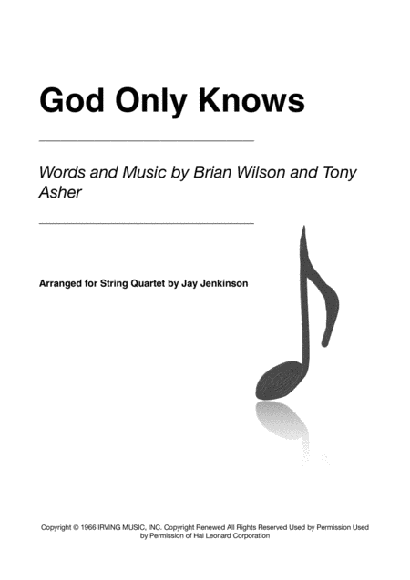 God Only Knows For String Quartet Sheet Music