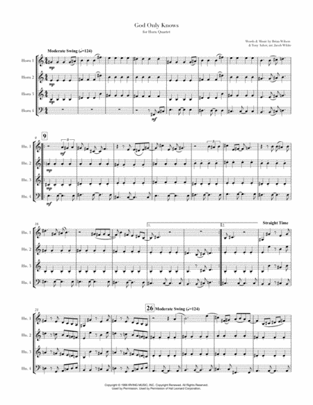 God Only Knows Horn Quartet Sheet Music