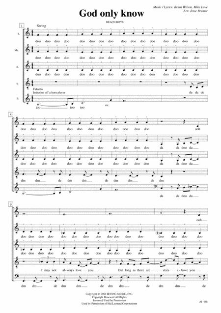 God Only Knows Saatb A Cappella Sheet Music