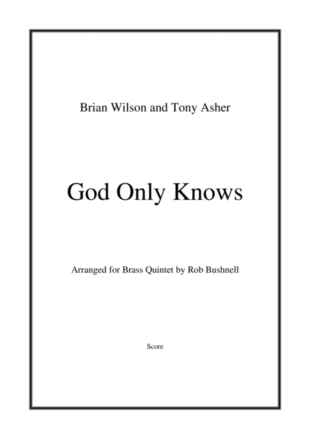 God Only Knows The Beach Boys Brass Quintet Sheet Music