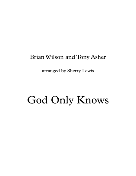 God Only Knows Violin Solo For Solo Violin Sheet Music