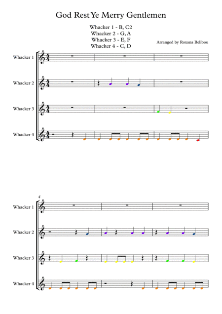 God Rest Ye Merry Gentlemen For 8 Notes Diatonic Boomwhackers Sheet Music