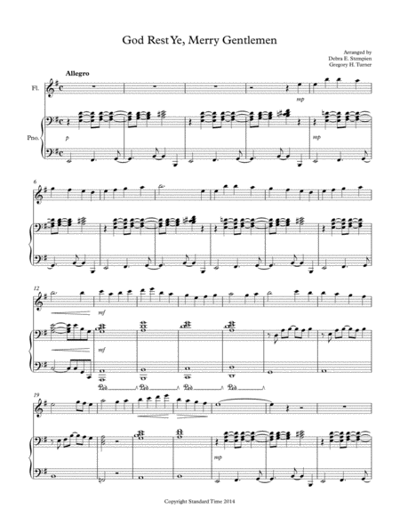 God Rest Ye Merry Gentlemen For Flute Solo With Piano Accompaniment Sheet Music