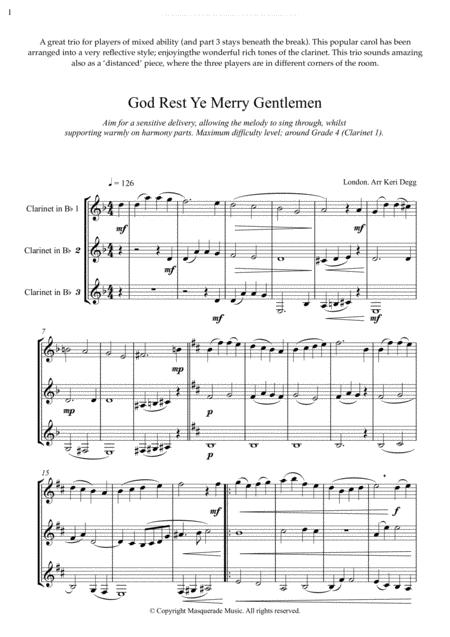 God Rest Ye Merry Gentlemen Lovely Clarinet Trio Arrangement For Beginner Early Intermediate Suitable For Mixed Ability Groups Sheet Music