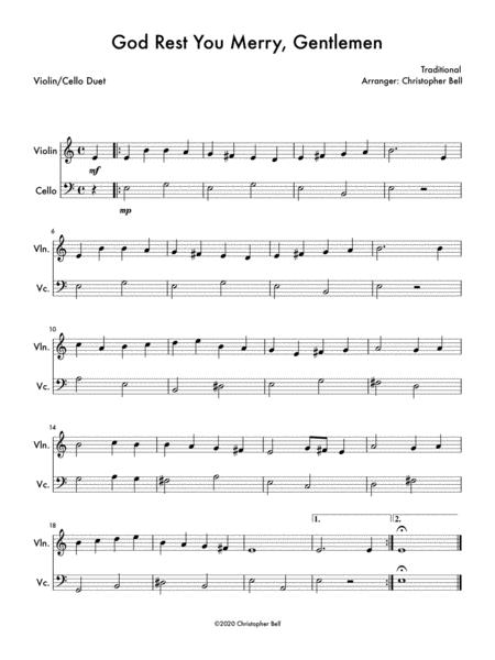 God Rest You Merry Gentlemen Easy Violin Cello Duet Sheet Music