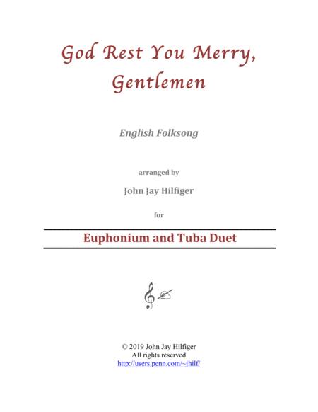 God Rest You Merry Gentlemen For Euphonium And Tuba Sheet Music