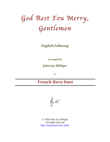 Free Sheet Music God Rest You Merry Gentlemen For French Horn Duet