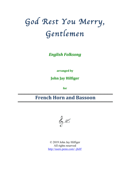 God Rest You Merry Gentlemen For Horn And Bassoon Sheet Music