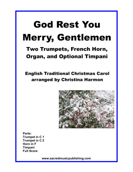 God Rest You Merry Gentlemen Two Trumpets French Horn Organ And Optional Timpani Sheet Music