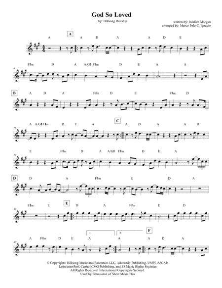 God So Loved Lead Sheet Hillsong Sheet Music