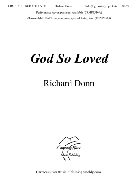 God So Loved Solo For High Voice Optional Flute Sheet Music