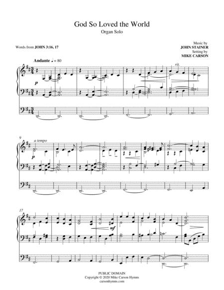 God So Loved The World Organ Solo Sheet Music