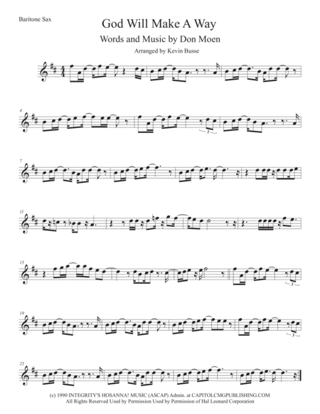 God Will Make A Way Bari Sax Sheet Music