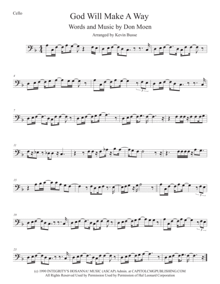 Free Sheet Music God Will Make A Way Cello